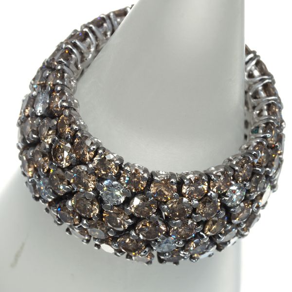 ブラウン＆クリア ダイヤ 6.20ct パヴェ  リング K18WG