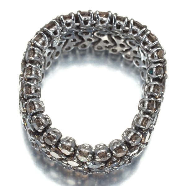 ブラウン＆クリア ダイヤ 6.20ct パヴェ  リング K18WG