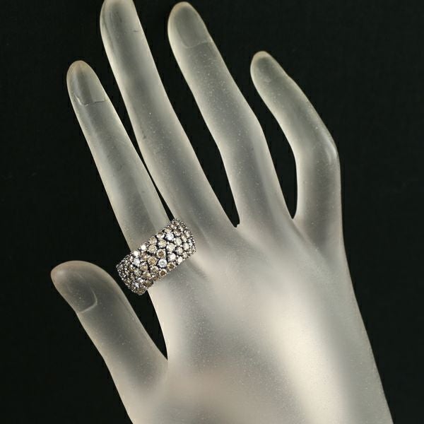 ブラウン＆クリア ダイヤ 6.20ct パヴェ  リング K18WG