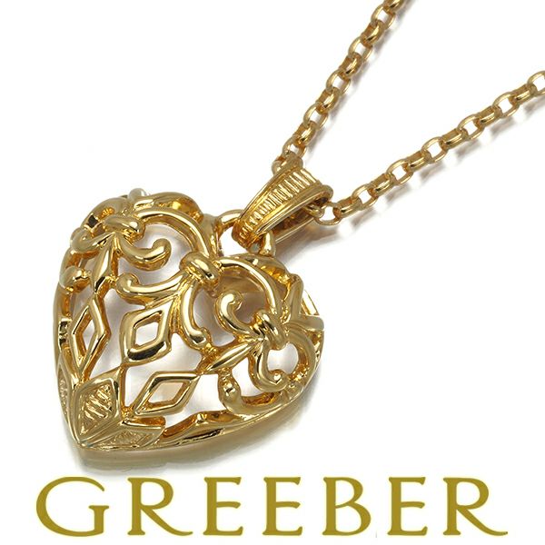 ミキモト ネックレス   ハート 透かし K18YG 