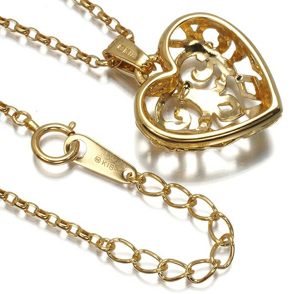 ミキモト ネックレス   ハート 透かし K18YG 