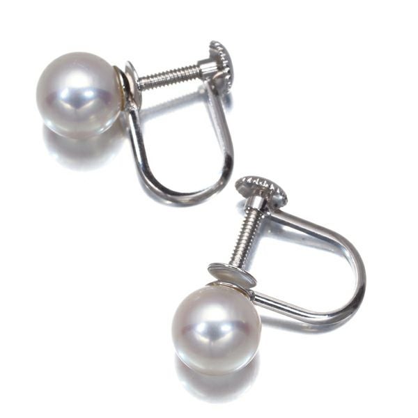 タサキ イヤリング パール 真珠 6.5mm  一粒 K18WG 