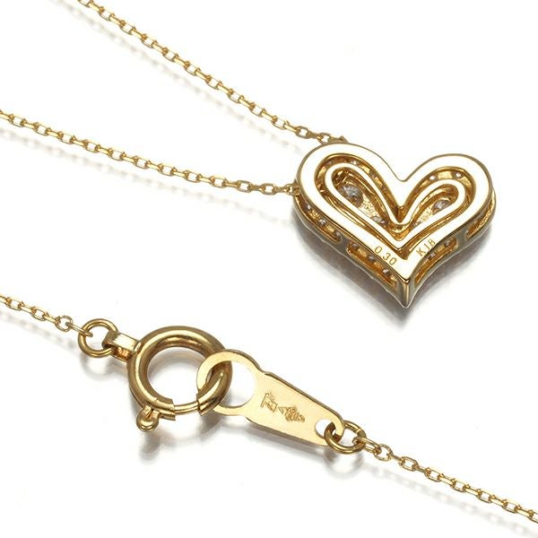 ダイヤ 0.30ct ハート  ネックレス K18YG 