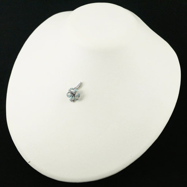 パライバトルマリン 0.40ct ダイヤ 0.27ct パヴェ フラワー ペンダントトップ K18WG 鑑別書
