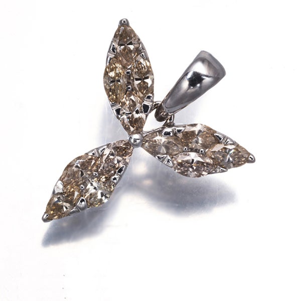 ブラウンダイヤ 1.20ct  マーキスカット ペンダントトップ K18WG 