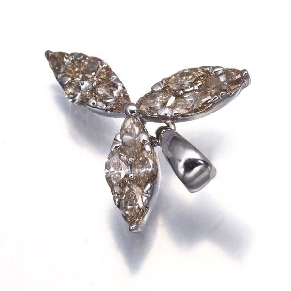 ブラウンダイヤ 1.20ct  マーキスカット ペンダントトップ K18WG 