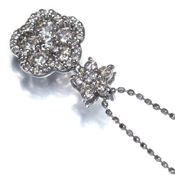 ダイヤ 0.68ct フラワー  ネックレス K18WG 