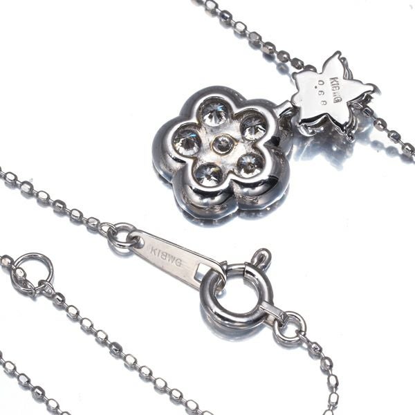 ダイヤ 0.68ct フラワー  ネックレス K18WG 