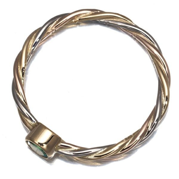 カルティエ リング エメラルド  ツイスト スリーカラー 49号 K18YG/WG/PG 