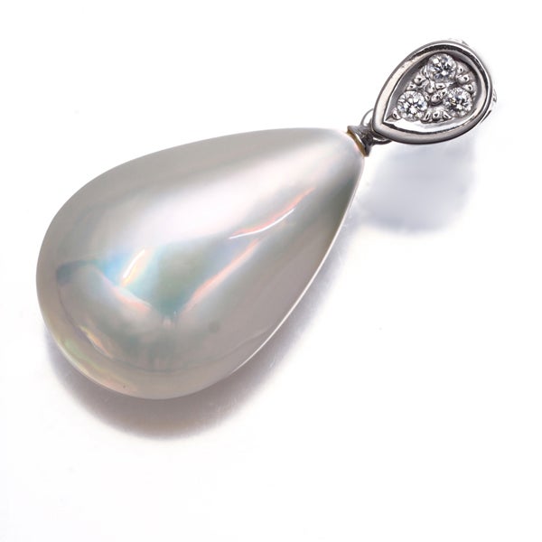 タサキ ペンダントトップ パール マベ真珠 ダイヤ 0.04ct  ティアドロップ K18WG 