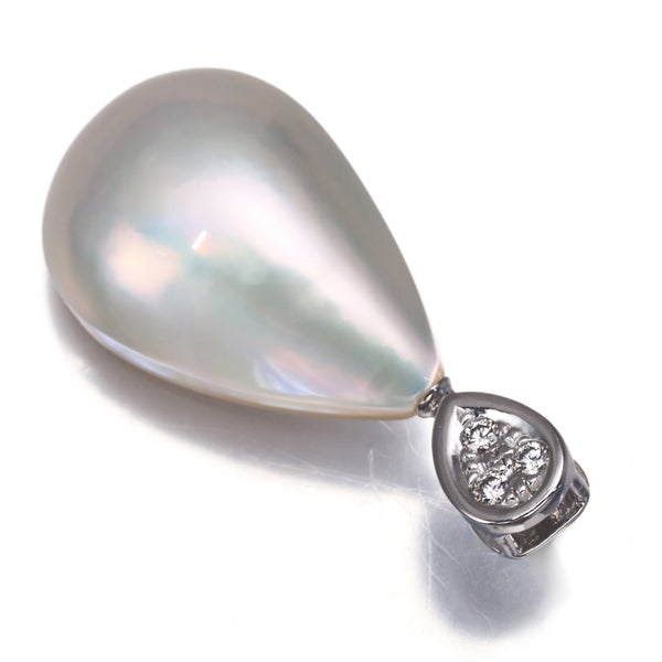 タサキ ペンダントトップ パール マベ真珠 ダイヤ 0.04ct  ティアドロップ K18WG 