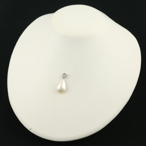 タサキ ペンダントトップ パール マベ真珠 ダイヤ 0.04ct  ティアドロップ K18WG 