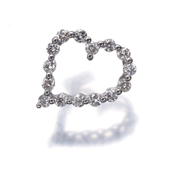 ダイヤ 0.57ct ハート  ペンダントトップ K18WG 