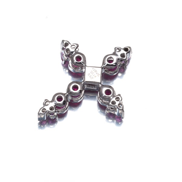 ルビー 0.62ct ピンクサファイア 0.14ct クロス  ペンダントトップ K18WG 