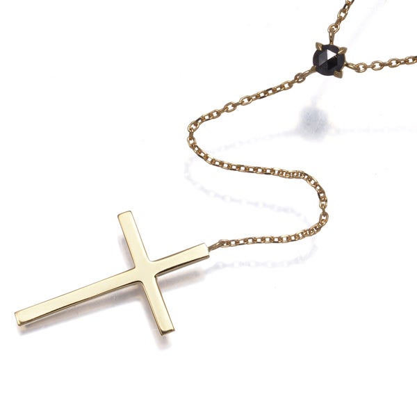 SJX ネックレス ローズカットダイヤ 0.10ct  クロス Yドロップ K18YG 