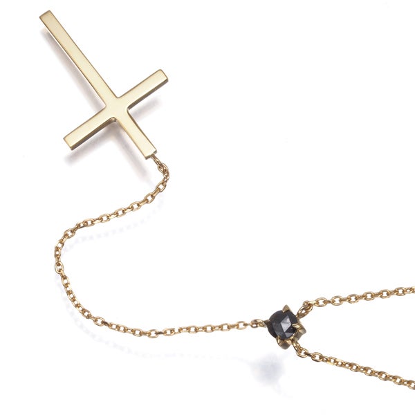 SJX ネックレス ローズカットダイヤ 0.10ct  クロス Yドロップ K18YG 