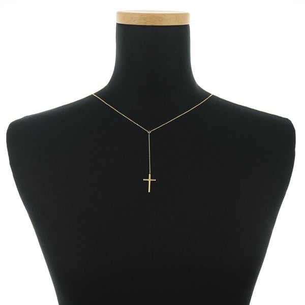 SJX ネックレス ローズカットダイヤ 0.10ct  クロス Yドロップ K18YG 