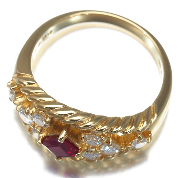 ミキモト リング ルビー 0.30ct ダイヤ 0.46ct  透かし 12号 K18YG 
