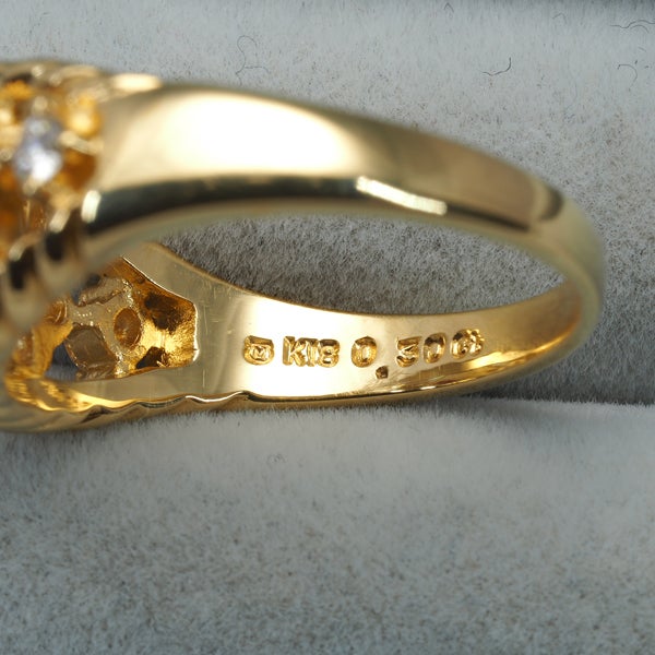 ミキモト リング ルビー 0.30ct ダイヤ 0.46ct  透かし 12号 K18YG 