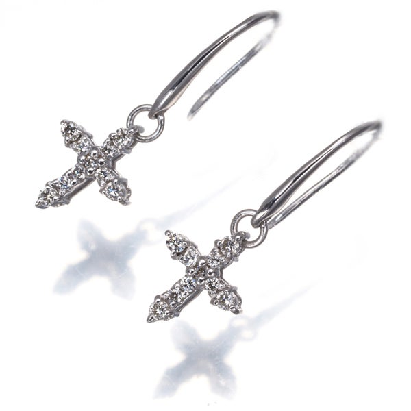 スタージュエリー ピアス ダイヤ 0.08ct/0.08ct  クロス フック K18WG 
