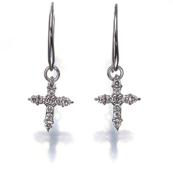 スタージュエリー ピアス ダイヤ 0.08ct/0.08ct  クロス フック K18WG 
