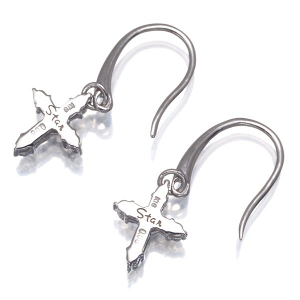 スタージュエリー ピアス ダイヤ 0.08ct/0.08ct  クロス フック K18WG 
