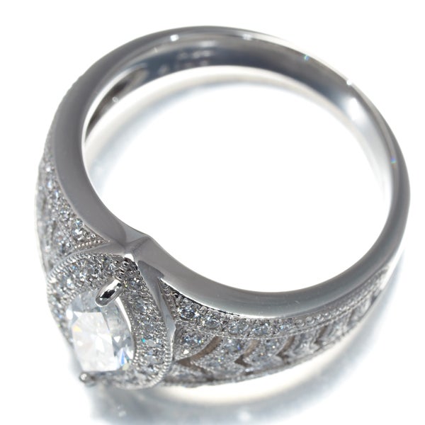 ダイヤ 0.717ct/0.40ct マーキスカット ミルグレイン  リング Pt900 