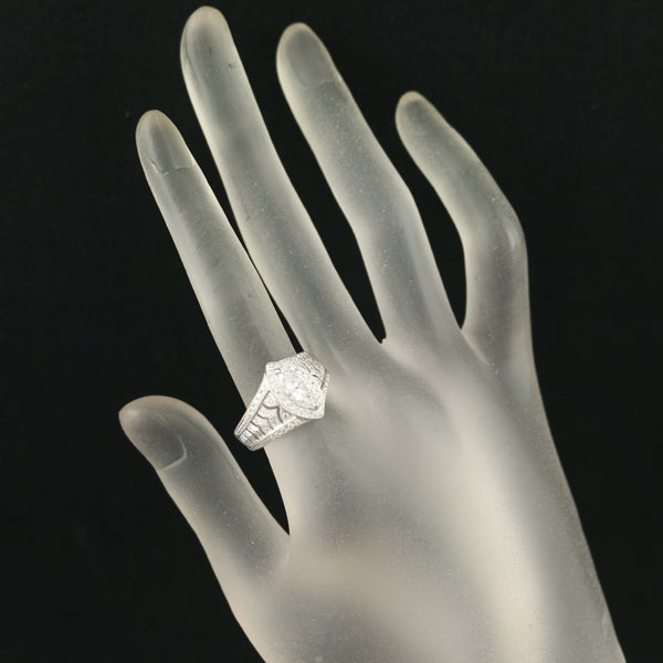 ダイヤ 0.717ct/0.40ct マーキスカット ミルグレイン  リング Pt900 