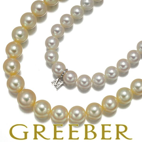 希少！ミキモト ネックレス ゴールデンパール アコヤ真珠 6.5-8.4mm  グラデーション シルバー 