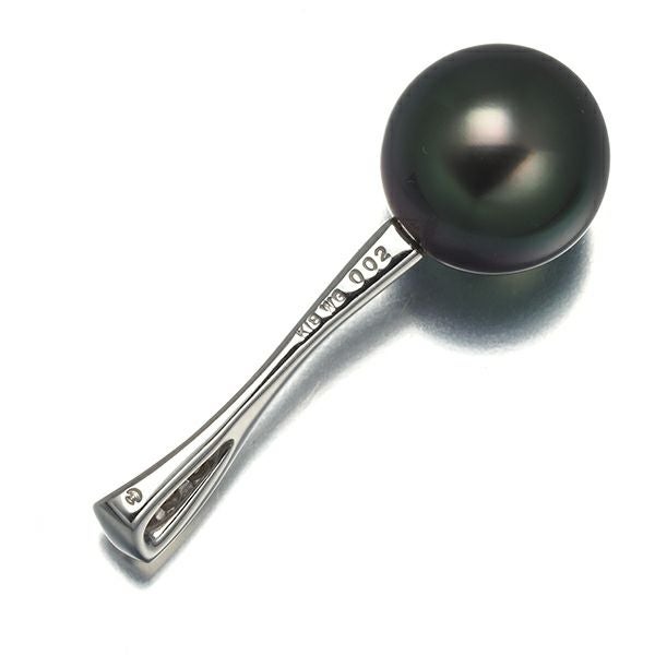 タサキ ペンダントトップ ブラックパール 黒蝶真珠 10.5mm ダイヤ 0.02ct   K18WG 