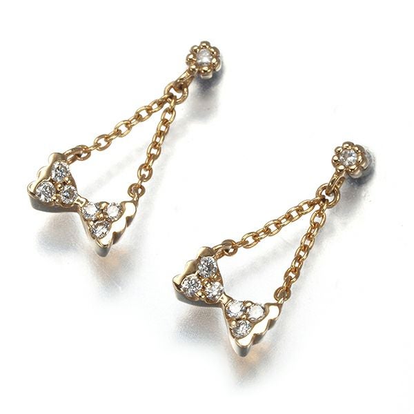 ポンテヴェキオ ピアス ダイヤ 0.04ct/0.04ct  リボン K18PG 