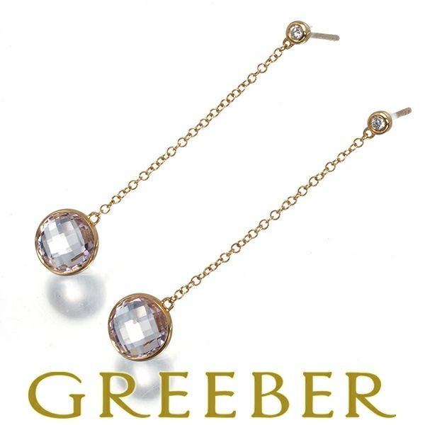 ポンテヴェキオ ピアス アメジスト ダイヤ 0.04ct 多面カット 揺れる K18PG 箱