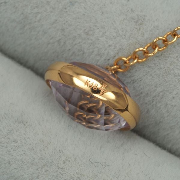 ポンテヴェキオ ピアス アメジスト ダイヤ 0.04ct 多面カット 揺れる K18PG 箱