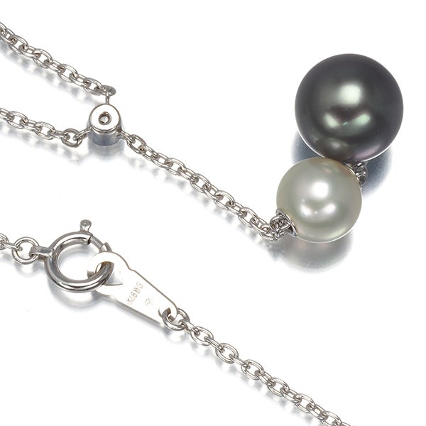 ミキモト ネックレス ブラックパール 黒蝶真珠 9.4mm  アコヤ真珠 7.3mm ダイヤ   K18WG 