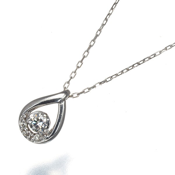 4℃ ネックレス ダイヤ  ティアドロップ K10WG 