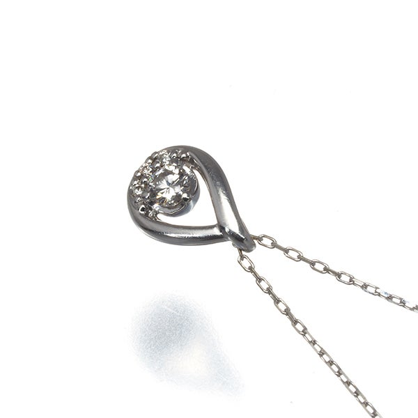 4℃ ネックレス ダイヤ  ティアドロップ K10WG 