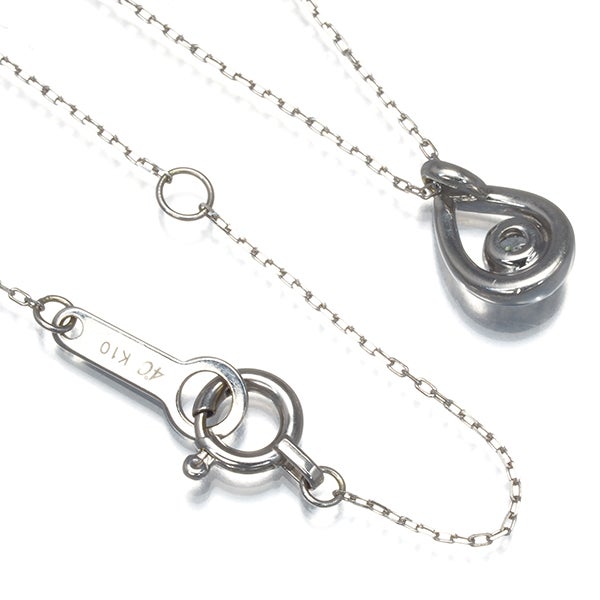 4℃ ネックレス ダイヤ  ティアドロップ K10WG 