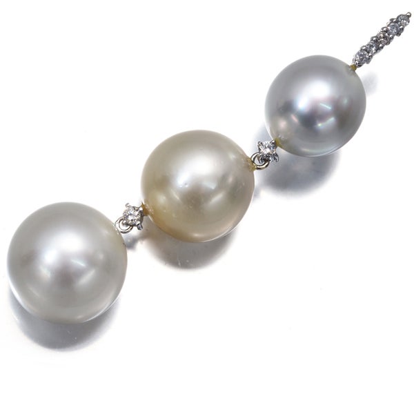 パール 白蝶真珠 11.8-14.3mm ダイヤ 0.08ct   ペンダントトップ K18WG 