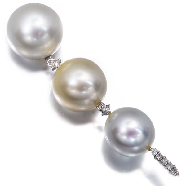 パール 白蝶真珠 11.8-14.3mm ダイヤ 0.08ct   ペンダントトップ K18WG 
