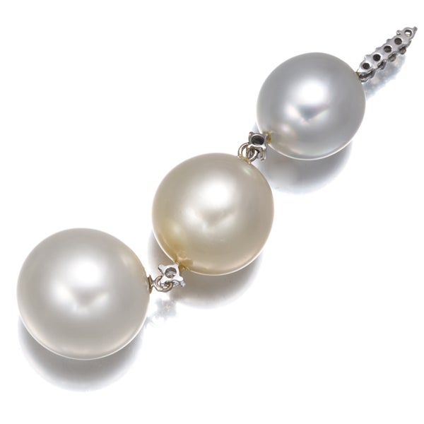 パール 白蝶真珠 11.8-14.3mm ダイヤ 0.08ct   ペンダントトップ K18WG 