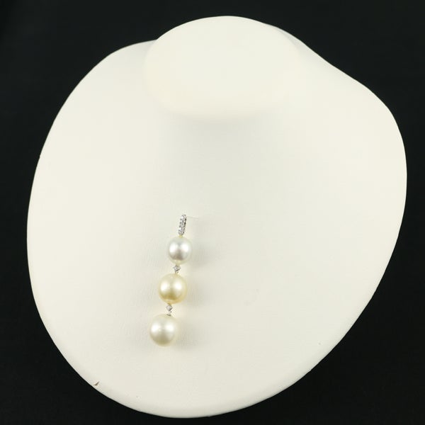 パール 白蝶真珠 11.8-14.3mm ダイヤ 0.08ct   ペンダントトップ K18WG 