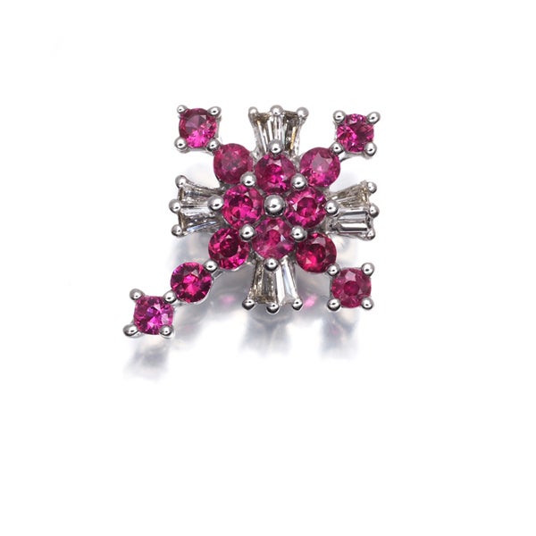 ルビー 0.37ct  ダイヤ 0.06ct クロス  ペンダントトップ K18WG 
