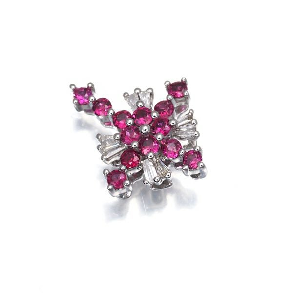 ルビー 0.37ct  ダイヤ 0.06ct クロス  ペンダントトップ K18WG 