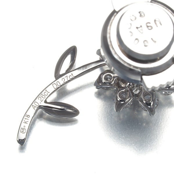 ミキモト ブローチ アレキサンドライト 0.26ct  ダイヤ 0.27ct  フラワー ピン K18WG/合金 