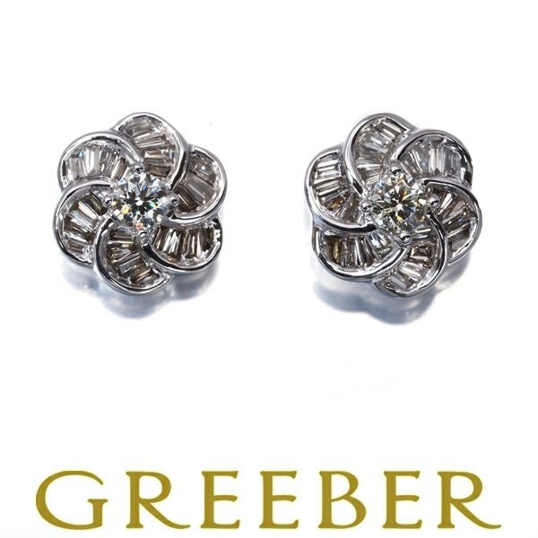 QVC イヤリング ダイヤ 0.25ct/0.25ct  フラワー K18WG 保証書