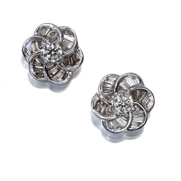 QVC イヤリング ダイヤ 0.25ct/0.25ct  フラワー K18WG 保証書