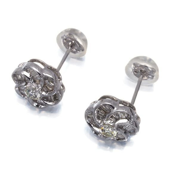 QVC イヤリング ダイヤ 0.25ct/0.25ct  フラワー K18WG 保証書