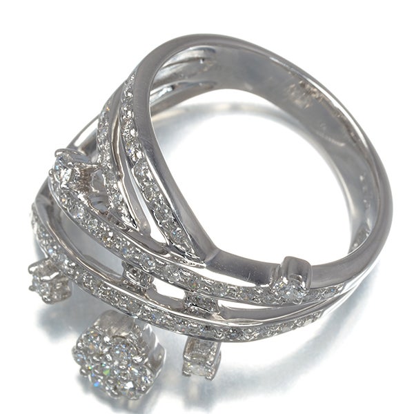 ダイヤ 0.75ct フラワー  リング K18WG 