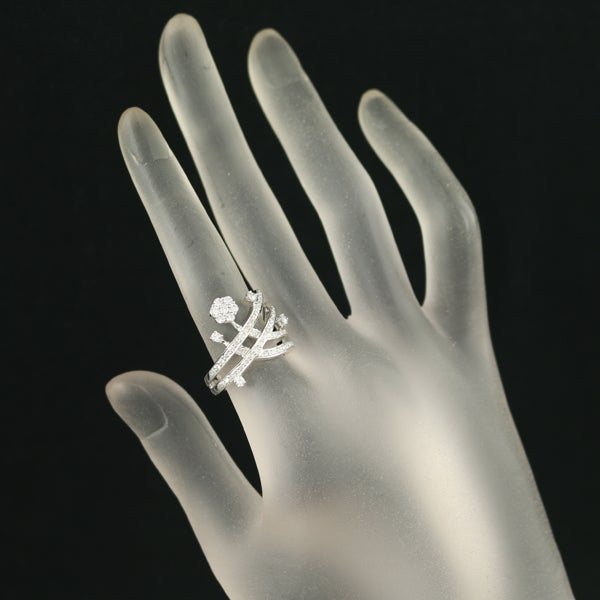ダイヤ 0.75ct フラワー  リング K18WG 