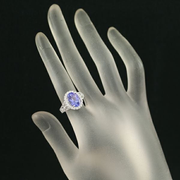 タンザナイト 3.66ct  ダイヤ 0.34ct ミルグレイン  リング Pt900 